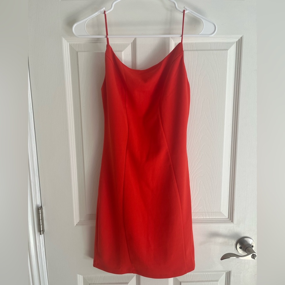 Olia Vibrant Red Silhouette Bodycon Mini Dress NWT Sz M